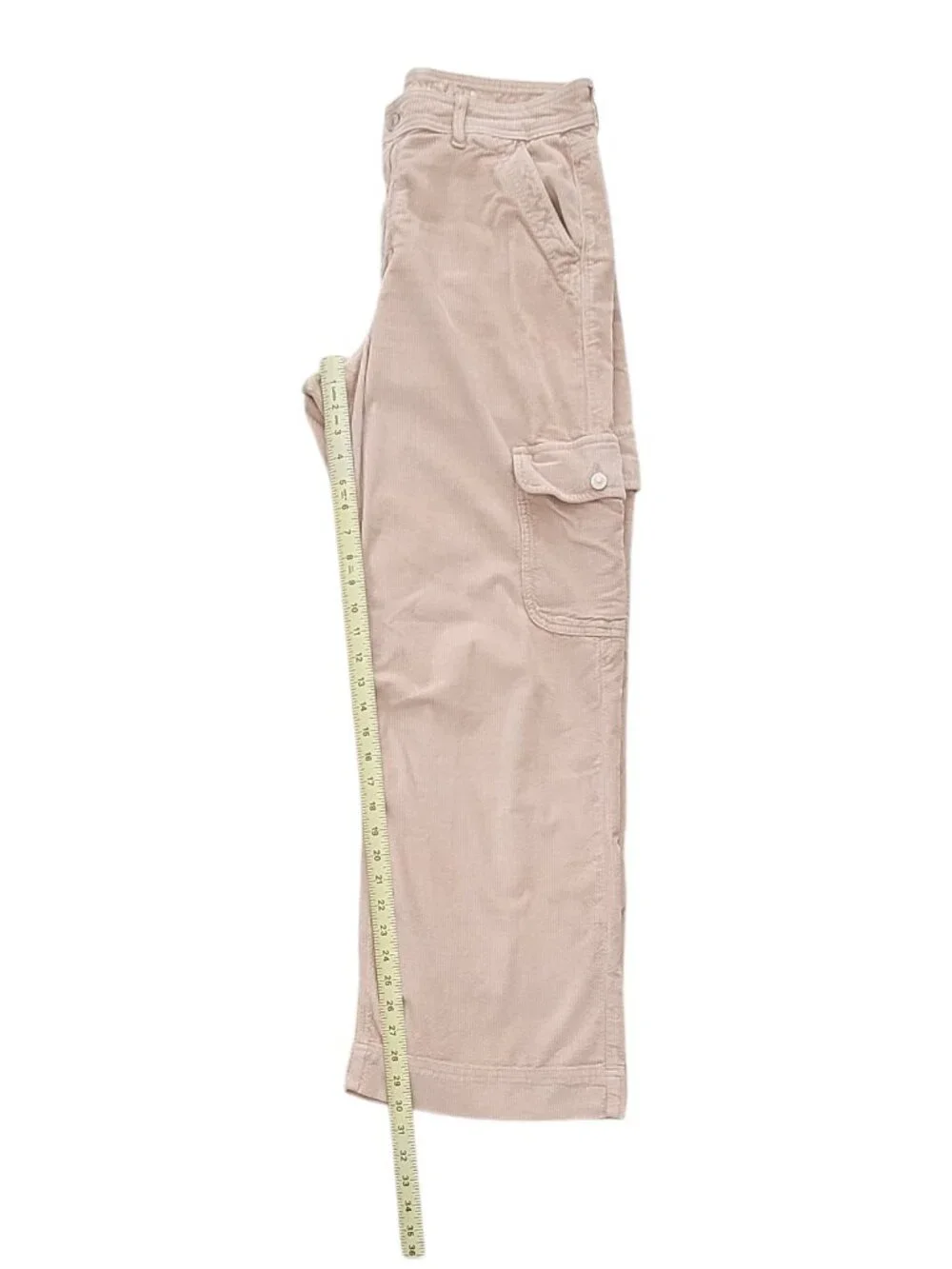 American Eagle High Rise Baggie Wide Leg Corduroy Cargo Pants Dreamy Drape Taupe - Picture 7 of 12